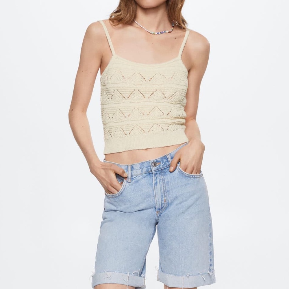 Mango knit cropped top